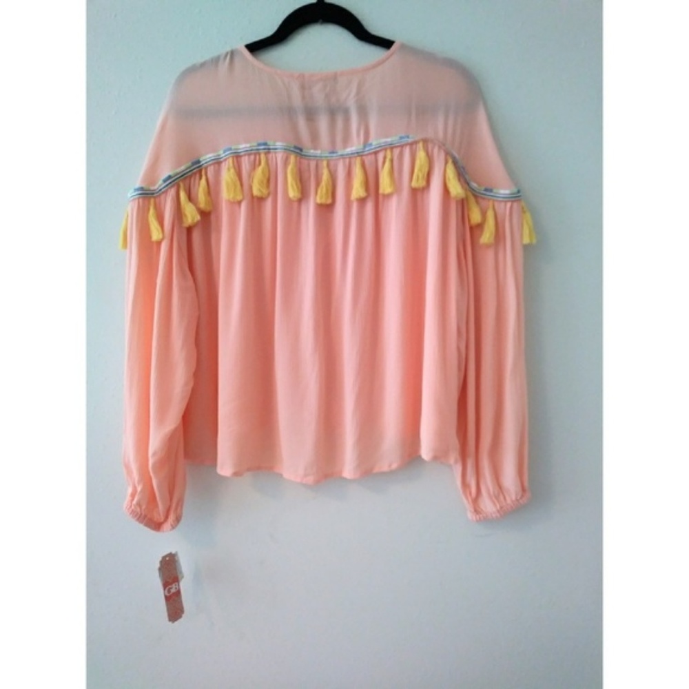 Gianni Bini NWT Tassel Long Sleeve Peasant Top - Picture 4 of 5